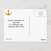 Gouden Anker met Blauwe Strepen Verjaardag Briefkaart (Achterkant)