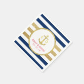 Gouden anker Moderne Stripes Nautische Huwelijk Servet (Hoek)