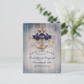 Gouden Anker Nautisch Sla de datum op Aankondigingskaart (Staand voorkant)