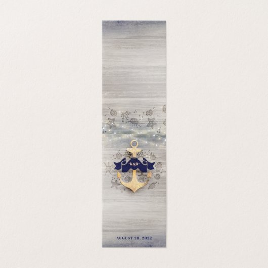 Gouden Anker Nautische Bruiloft | Aanvullende Kaar Kaart (Buitenkant ongevouwen)