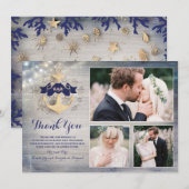 Gouden Anker Nautische Bruiloft Dank u Foto Bedankkaart (Voorkant / Achterkant)