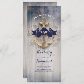 Gouden Anker Nautische Bruiloft Programma's (Voorkant / Achterkant)