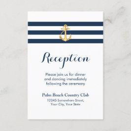 Gouden Anker Navy Stripe Nautische Huwelijksrecept Kaart
