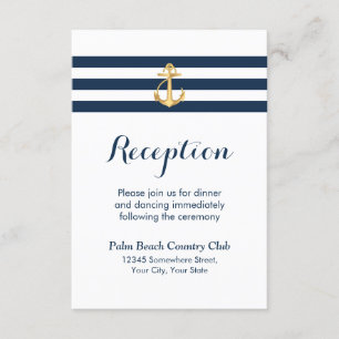 Gouden Anker Navy Stripe Nautische Huwelijksrecept Kaart