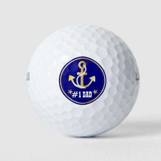 Gouden Anker Nummer 1 Papa Nautische Vaderdag Golfballen (Voorkant)