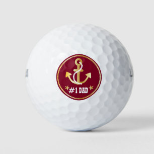 Gouden Anker Nummer 1 Papa Nautische Vaderdag Golfballen