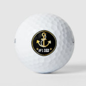 Gouden Anker Nummer 1 Papa Nautische Vaderdag Golfballen (Voorkant)
