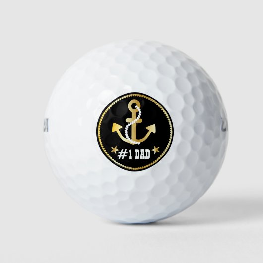 Gouden Anker Nummer 1 Papa Nautische Vaderdag Golfballen (Voorkant)
