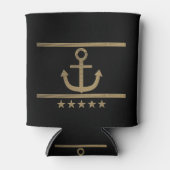 gouden anker op blauwe achtergrond. blikjeskoeler (Voorkant)