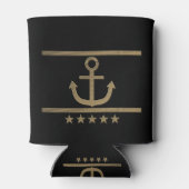 gouden anker op blauwe achtergrond. blikjeskoeler (Achterkant)