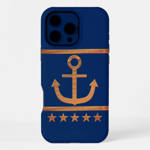 gouden anker op marineblauwe achtergrond iPhone 16 pro max hoesje