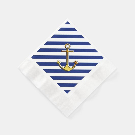 Gouden Anker op Navy Stripes Servet (Hoek)