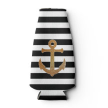 Gouden Anker op Strepen Bottle Cooler