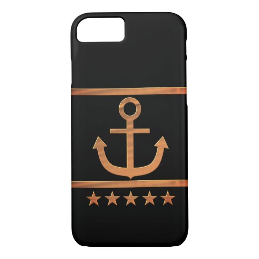 gouden anker op zwarte achtergrond Case-Mate iPhone case (Achterkant)