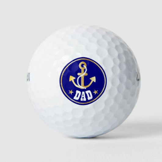Gouden Anker Papa Nautische Vaderdag Golfballen (Voorkant)