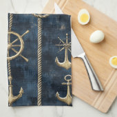 Gouden Anker & Roer Nautilus Patroon Theedoek (Quarter Fold)