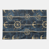 Gouden Anker & Roer Nautilus Patroon Theedoek (Horizontaal)
