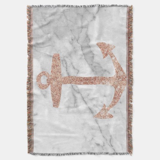 gouden anker roos witte marmer deken (Voorkant Verticaal)