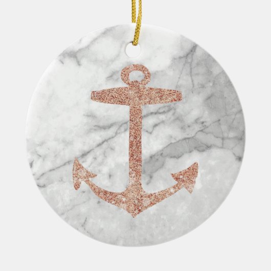 gouden anker roos witte marmer keramisch ornament (Voorkant)