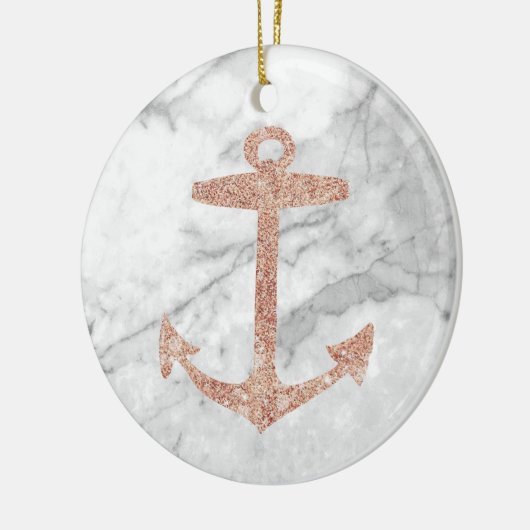 gouden anker roos witte marmer keramisch ornament (Links)