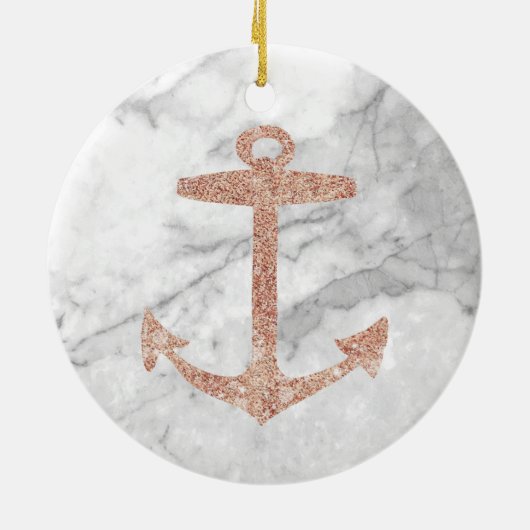 gouden anker roos witte marmer keramisch ornament (Achterkant)