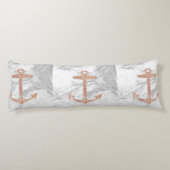 gouden anker roos witte marmer lichaamskussen (Achterkant)