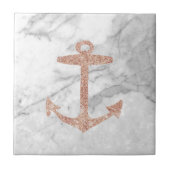gouden anker roos witte marmer tegeltje (Voorkant)