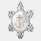 gouden anker roos witte marmer tin sneeuwvlok ornament (Rechts)