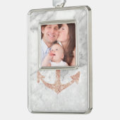 gouden anker roos witte marmer verzilverd omlijst ornament (Links)