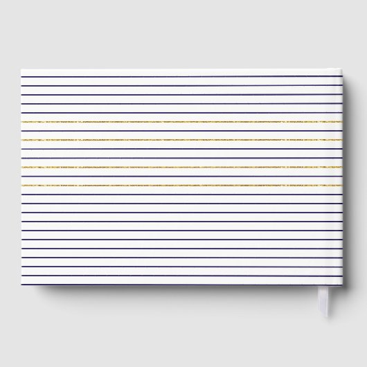 Gouden anker strepen nautische bruiloft gastenboek (Achterkant)