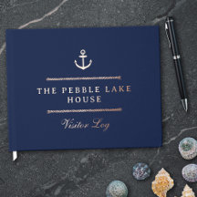 Gouden Anker & Touw Marineblauw Scheepslogboek voo