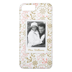 Gouden ankerpatroon Uw foto & naam Case-Mate iPhone Case