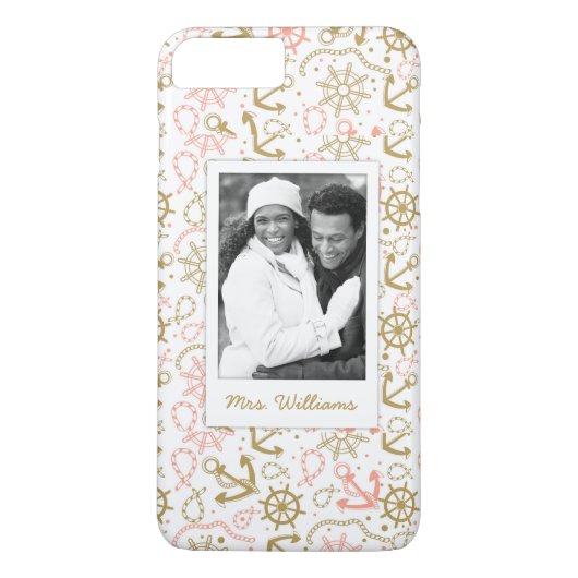 Gouden ankerpatroon | Uw foto & naam Case-Mate iPhone Case (Achterkant)