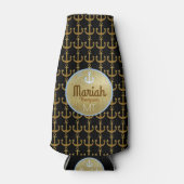 gouden ankers voor de zeescheepvaart met monogram  flesjeskoeler (Voorkant)