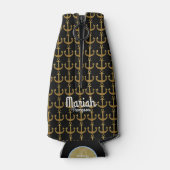 gouden ankers voor de zeescheepvaart met monogram  flesjeskoeler (Achterkant)