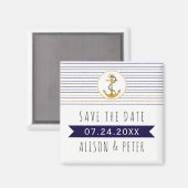 Gouden ankerstrepen nautische bruiloft Save the Da Magneet (Voorkant / Achterkant)