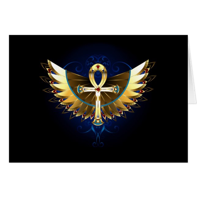 Gouden Ankh met vleugels (Voorkant Horizontaal)