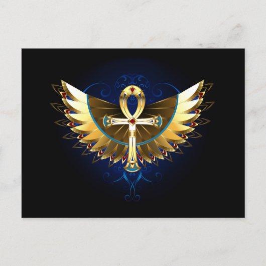 Gouden Ankh met Vleugels Aankondigingskaart (Voorkant)