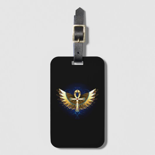 Gouden Ankh met vleugels Bagagelabel (Voorkant (verticaal))