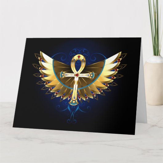 Gouden Ankh met Vleugels Bedankkaart (Voorkant)