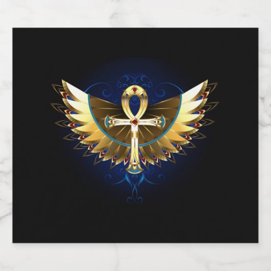 Gouden Ankh met vleugels Bier Etiket (Enkel label)