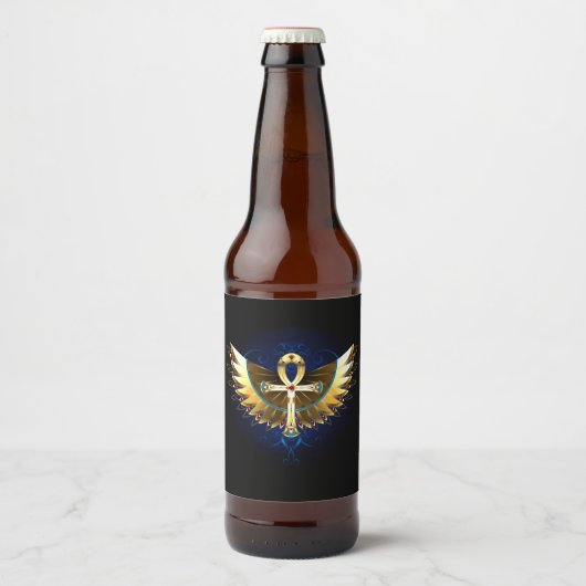Gouden Ankh met vleugels Bier Etiket (Voorkant)