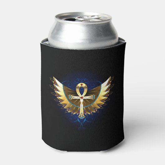 Gouden Ankh met vleugels Blikjeskoeler (Blikje Voorkant)
