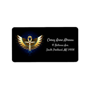 Gouden Ankh met vleugels Etiket