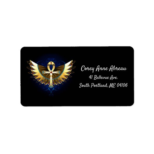 Gouden Ankh met vleugels Etiket (Voorkant)