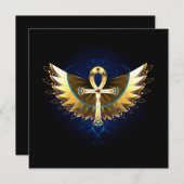 Gouden Ankh met Vleugels Feestdagenkaart (Voorkant / Achterkant)