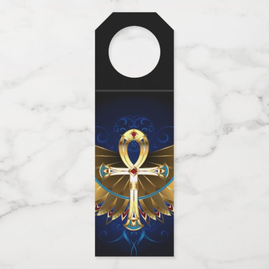 Gouden Ankh met vleugels Flessenhanger (Voorkant)