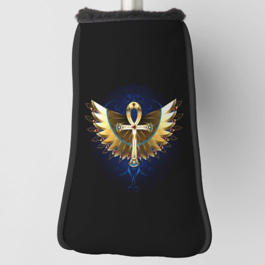 Gouden Ankh met vleugels Golfheadcover (Draai 90)