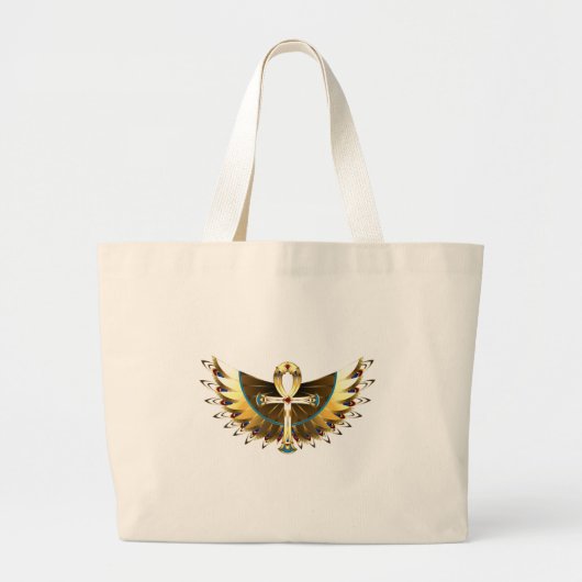 Gouden Ankh met vleugels Grote Tote Bag (Voorkant)
