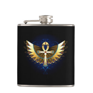 Gouden Ankh met vleugels Heupfles
